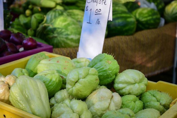 Chayote Squash showcased for sale at a local Farmer's Market