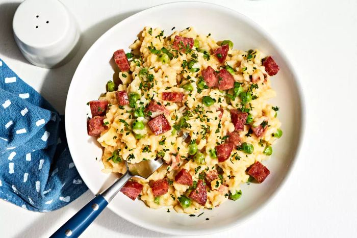 Instant Pot Risotto with Peas & Crispy Salami