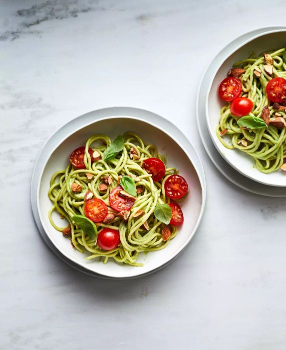 Spaghetti Salad with Fresh Avocado and Basil