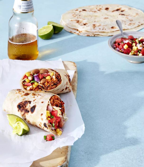 Sweet Potato and Bean Burritos with Corn Salsa