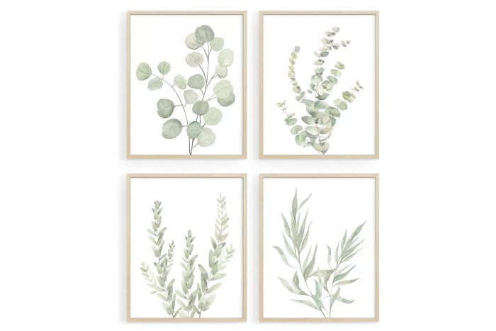 Botanical Boho Bathroom Decor Wall Art Prints