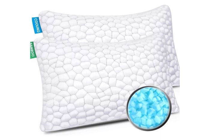 Amazon Supa Modern Cooling Bed Pillows for Sleeping, 2-Pack, Shredded Memory Foam, Adjustable Cool BAMBOO Pillow for Side, Back, and Stomach Sleepers - Luxury Gel Queen Size Set of 2 with Washable Removable Cover