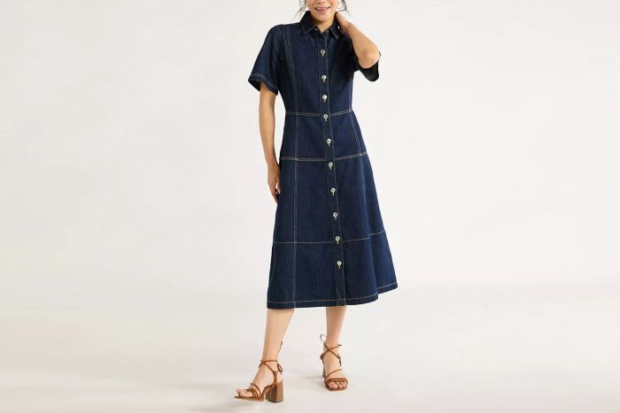 Free Assembly Women's Button-Front Cotton Midi Dress from Walmart
