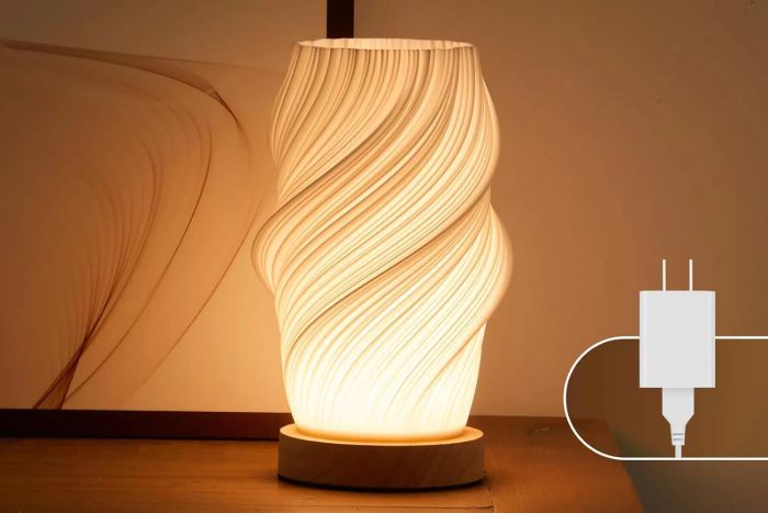bedside lamp with woodbase