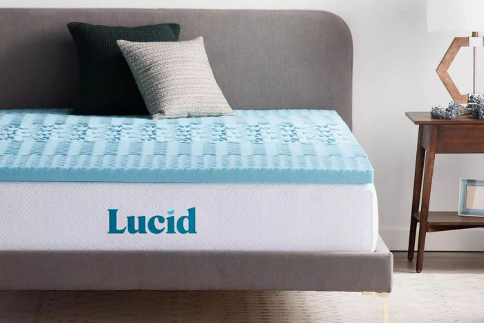 Lucid 2 Inch Mattress Topper Queen - Gel-Infused Memory Foam Mattress Topper Queen - 5-Zone Support - CertiPur Certified Foam