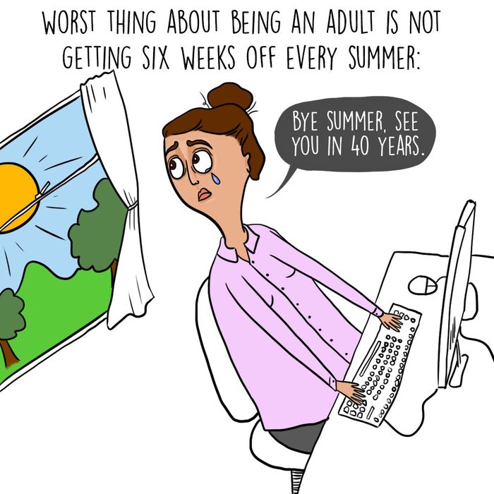 A cartoon illustrating the loss of summer vacations