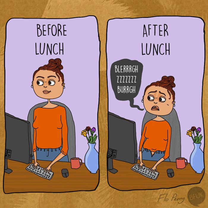 A gif illustrating the transition from before lunch to after lunch.