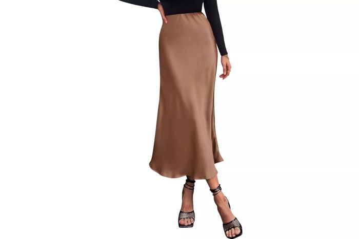 BTFBM 2024 Women's Long Satin Summer Spring Skirt, Elegant High Waist Flared A-Line Midi Skirt for Cocktail Parties, Weddings, and More