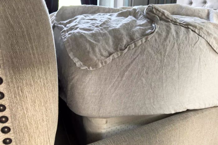 Edge of the Pottery Barn Belgian Flax Linen Sheet Set