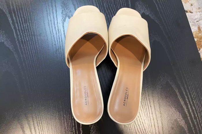 The Aerosoles Entree Shoe placed on a wooden table