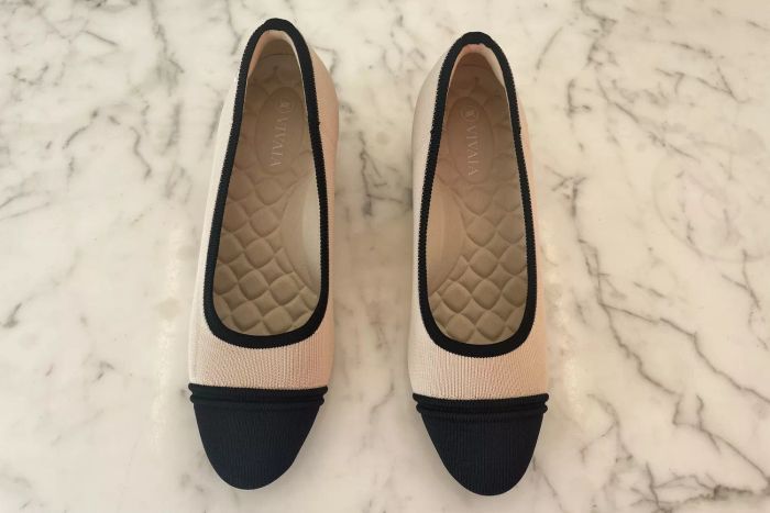 The Vivaia Round-Toe Chunky Heels (Julie Pro) displayed on a white marble surface