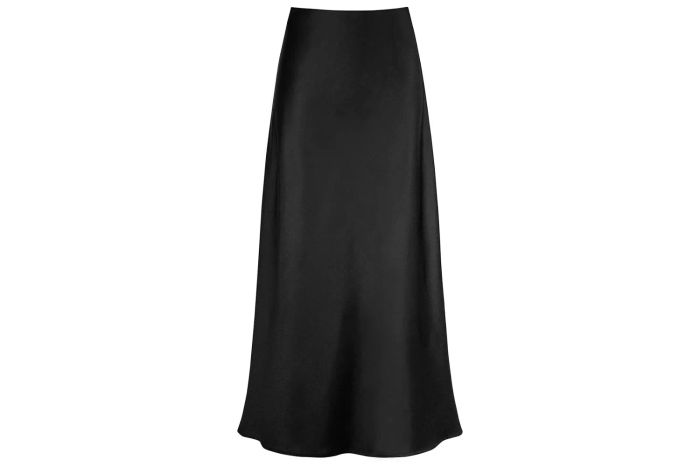 Women's Satin Maxi Skirt with Hidden Elastic Waistband and A-Line Flow