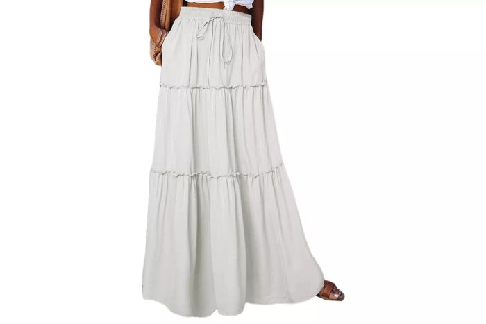 Happy Sailed Women's Floral Boho Maxi Skirt with Elastic High Waist, Pleated Ruffles, and Flowy Design, Available in Sizes S-XL