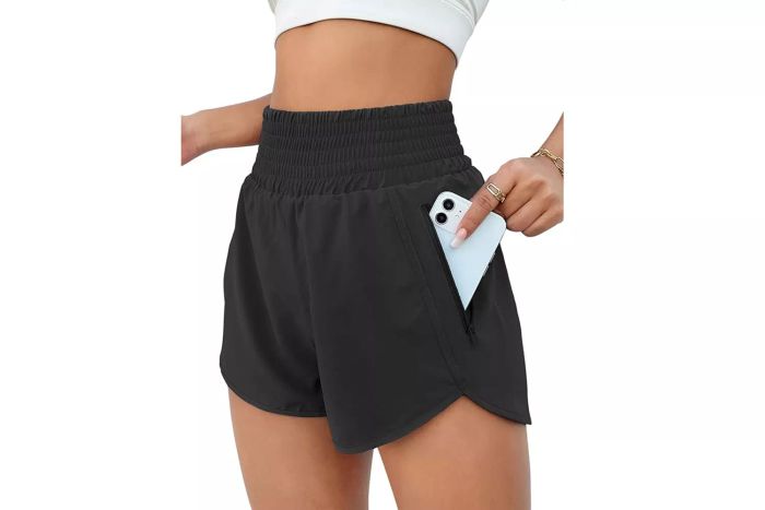 high-waisted athletic running shorts