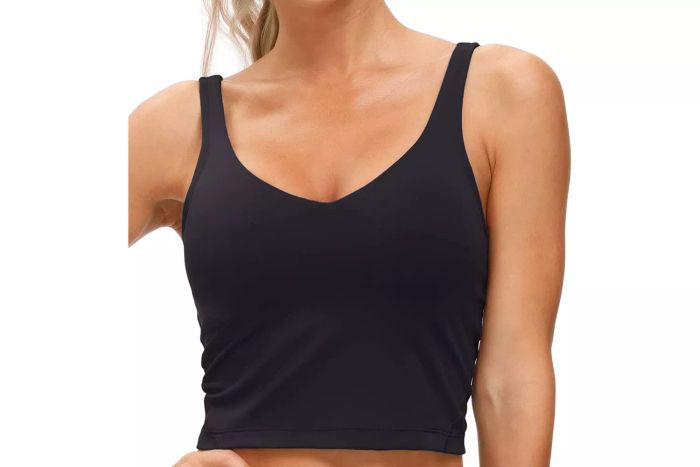 Amazon THE GYM PEOPLE Women's Sports Bra Longline Wirefree Padded with Medium Support