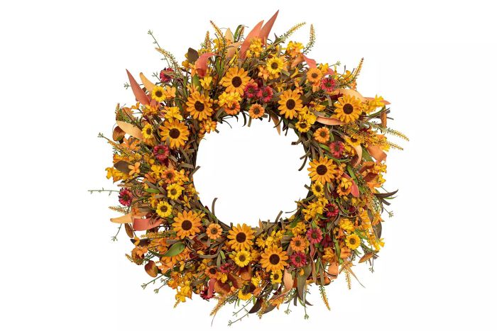 J'FLORU Artificial Fall Wreath 22 Inch