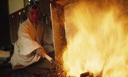 The natural flame's intense heat provides the necessary warmth for the process.