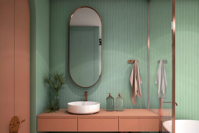 Sage and Pink Bathroom