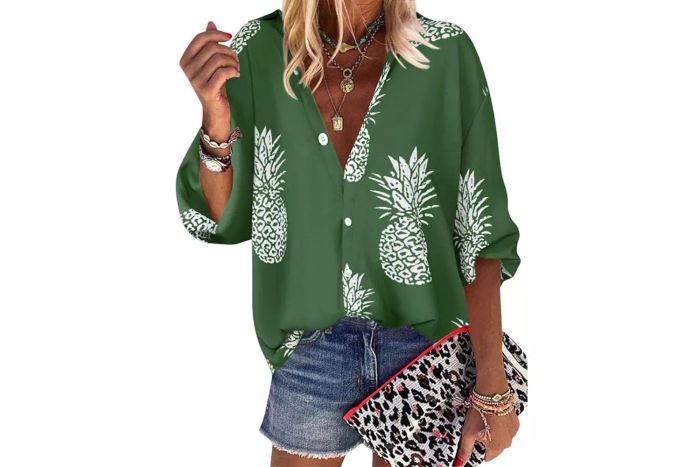 women’s pineapple print collared shirt