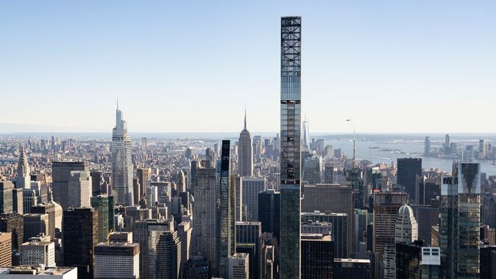 Aerial view of skyscrapers in Central Park South.