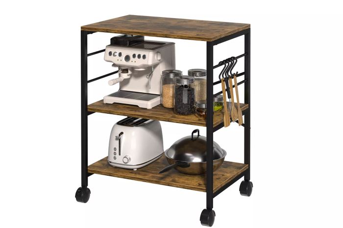 3 tier cart multifunctional rolling microwave