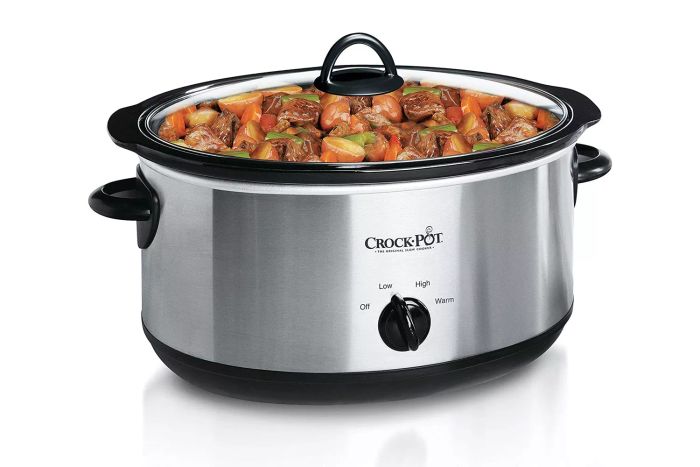 Crock-Pot 7 Quart Oval Manual Slow Cooker, Stainless Steel