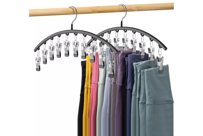 Amazon Volnamal Closet Legging Organizer, Metal Hangers for Yoga Pants with 10 Clips, Holds Up to 20 Leggings