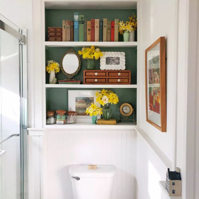 Shelving above toilet