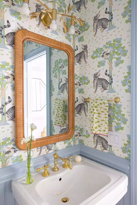 Wallpapered bathroom