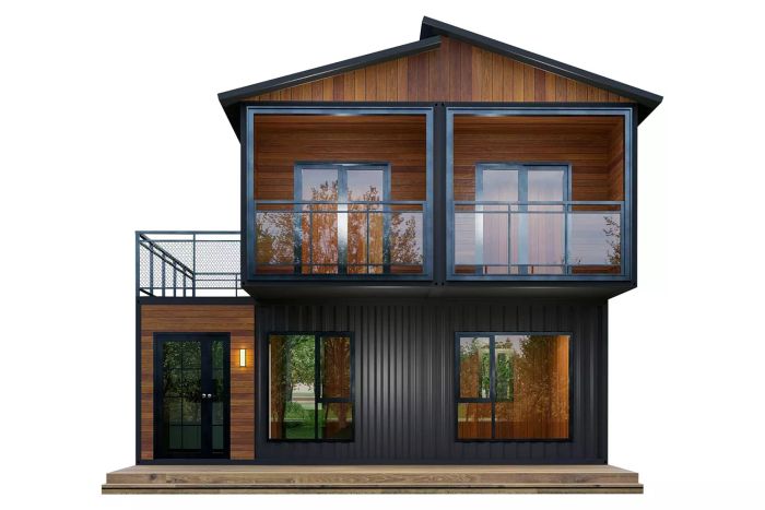 a barn-style tiny home complete with a bathroom and kitchen