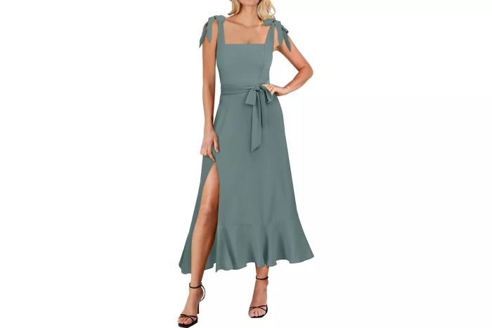 ANRABESS Square Neck Ruffle Dress