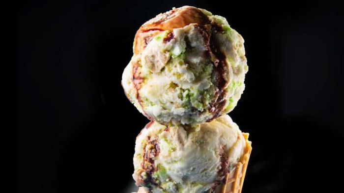 The Hannibal’s Dinner dessert features tender braised veal brain chunks, rich foie gras, a tangy fava bean cake blend, and a drizzle of caramelized Chianti reduction.