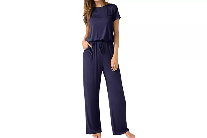 Amazon LAINAB Women's Soft Summer Jumpsuits Short Sleeve Casual Wide Leg Rompers
