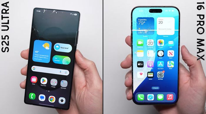 Màn hình của Galaxy S25 Ultra cho thấy khả năng chống va đập tốt hơn hẳn.