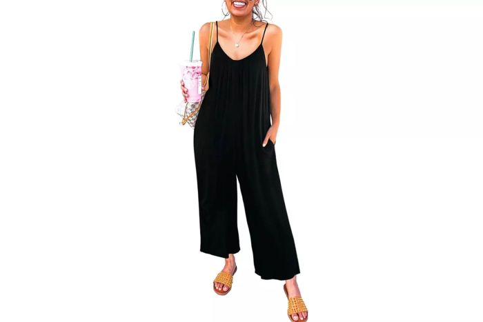 Amazon Happy Sailed Women's Casual Sleeveless Front-Button Loose Jumpsuits
