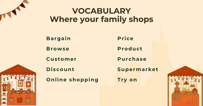 Từ vựng về nơi gia đình bạn mua sắm và lý do cho sự lựa chọn