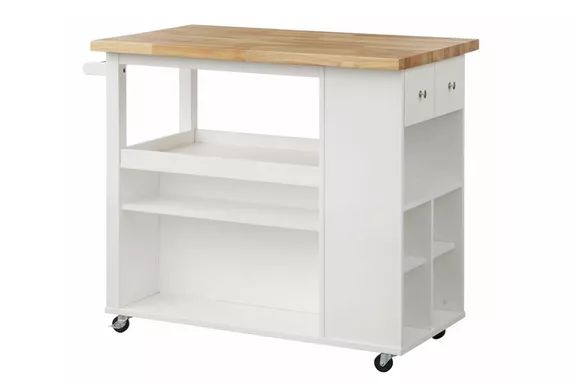 Haysi Solid Wood Top Kitchen Cart