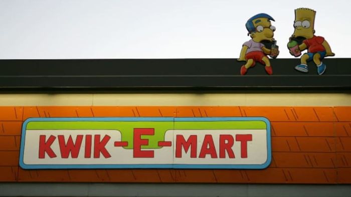 In 2007, a special promotional redesign of 7-Eleven stores made them resemble the Kwik-E-Mart, the fictional convenience store from *The Simpsons*.