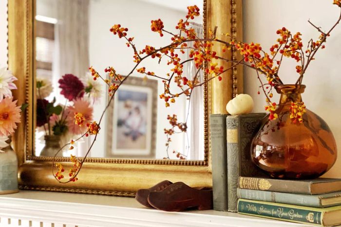 autumn fireplace mantel decorations