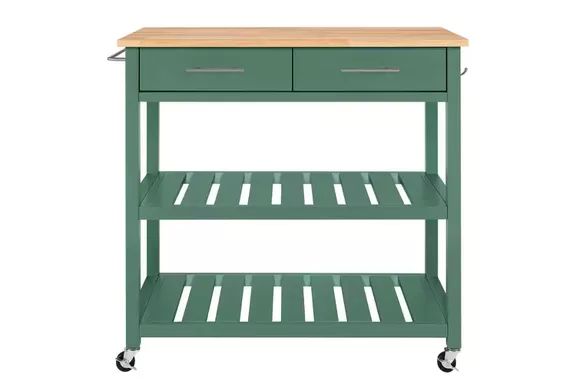 Glenville Mobile Kitchen Cart with Butcher Block Surface