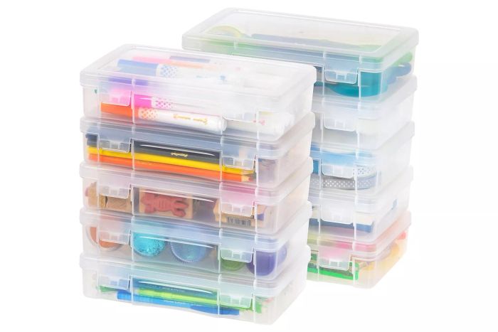 IRIS USA Plastic Stacking Desk Top 3-Drawer Storage
