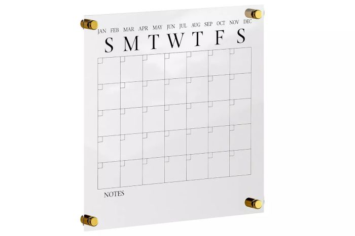 Martha Stewart Grayson Acrylic Dry Erase Wall Calendar with Dry Erase 
