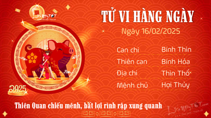 Tử vi ngày 16/02/2025 - Tuổi Hợi