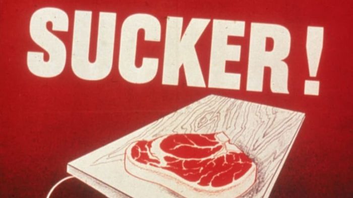 Propaganda posters warned the public about the consequences of purchasing black market meat.