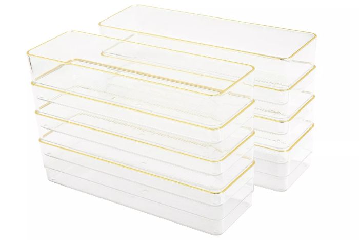 Martha Stewart Kerry Plastic Stackable Office Desk Drawer Organizers