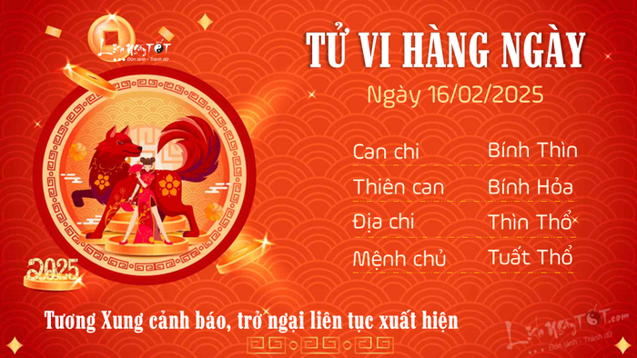 Tử vi ngày 16/02/2025 - Tuổi Tuất