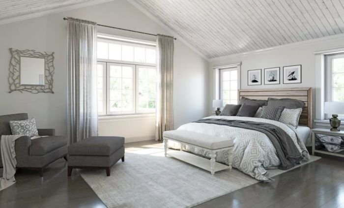 A modern bedroom featuring the City Loft aesthetic, combining urban sophistication with calm neutrality.