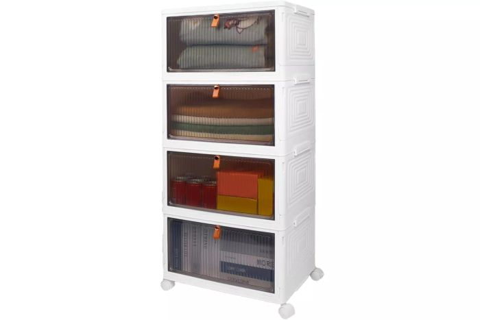Wise Oannes 4 Tier Stackable Plastic Storage Bins with Lids and Wheels
