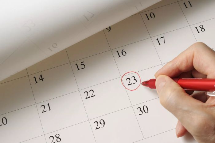 A circled date marked on a calendar