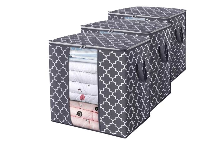 geometric print storage bins